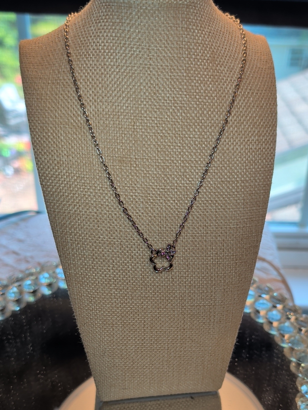 D'ORLAN Rhodium Plated Pendant with Swarovski Crystals NWT